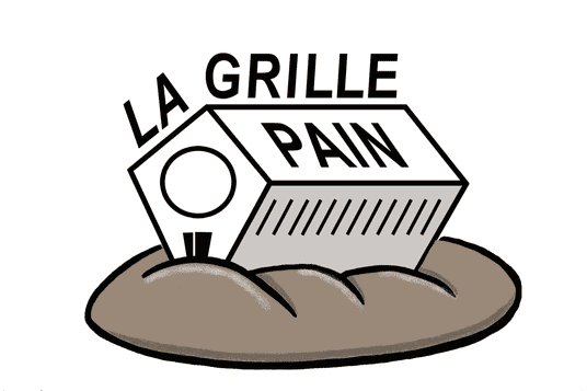Logo représentant un grille pain sur une miche de pain.